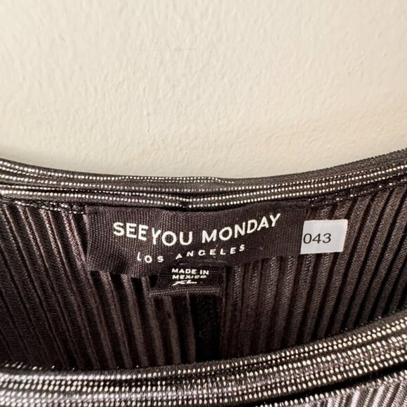 See You Monday Long Sleeve Silver/Black Metallic Maxi Dress - Picture 3 of 7